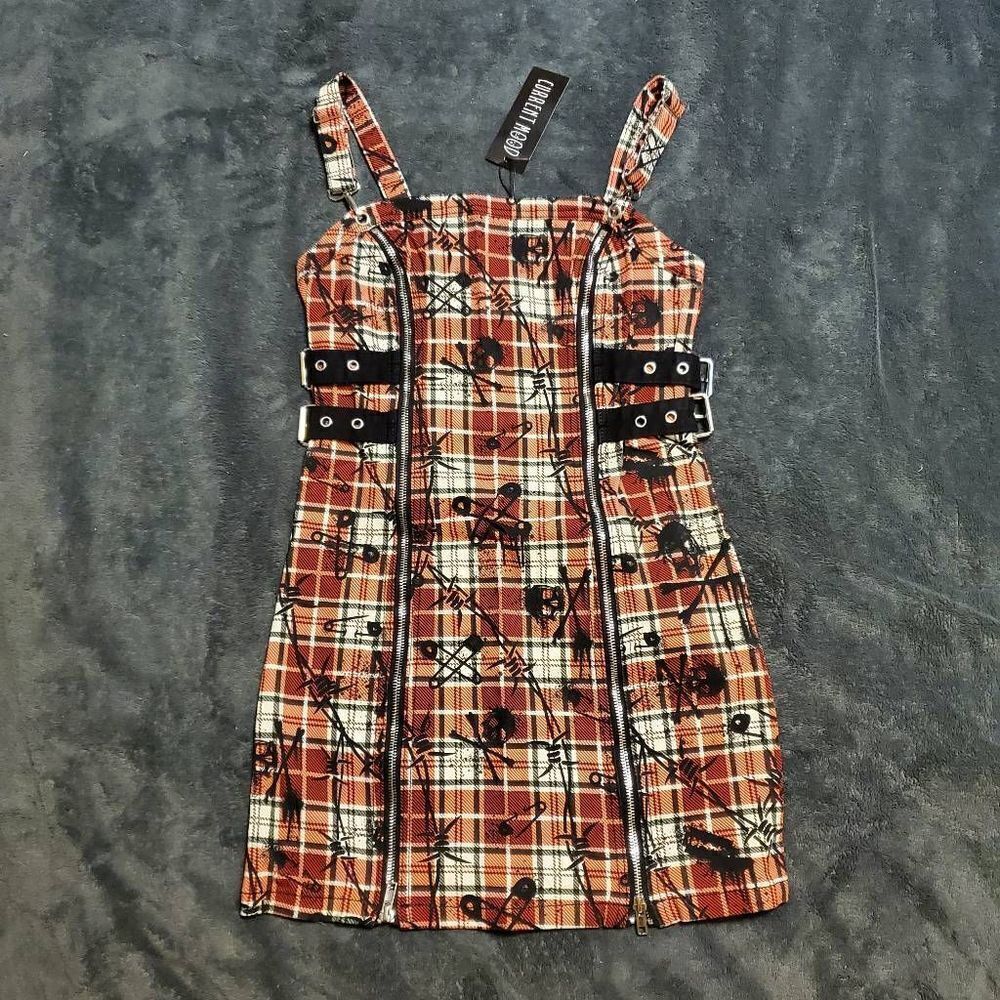 Dolls Kill Current Mood Emo Punk Rock Plaid Mini Dress S, M, L